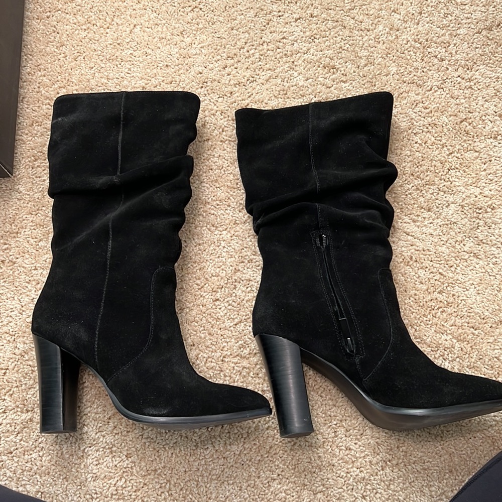 TAHARI Black Suede Boots (mid-calf)